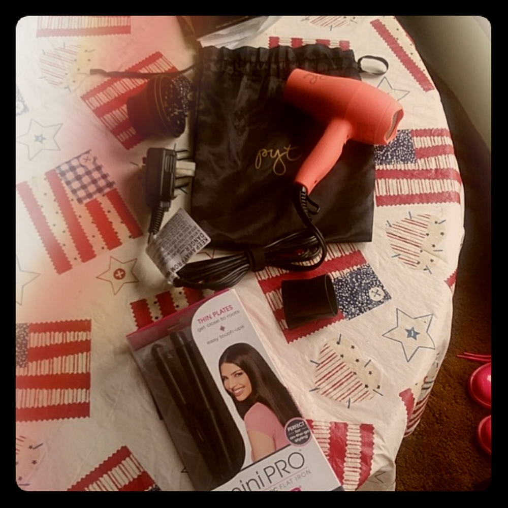 PYT mini turbo hair dryer and mini straightener